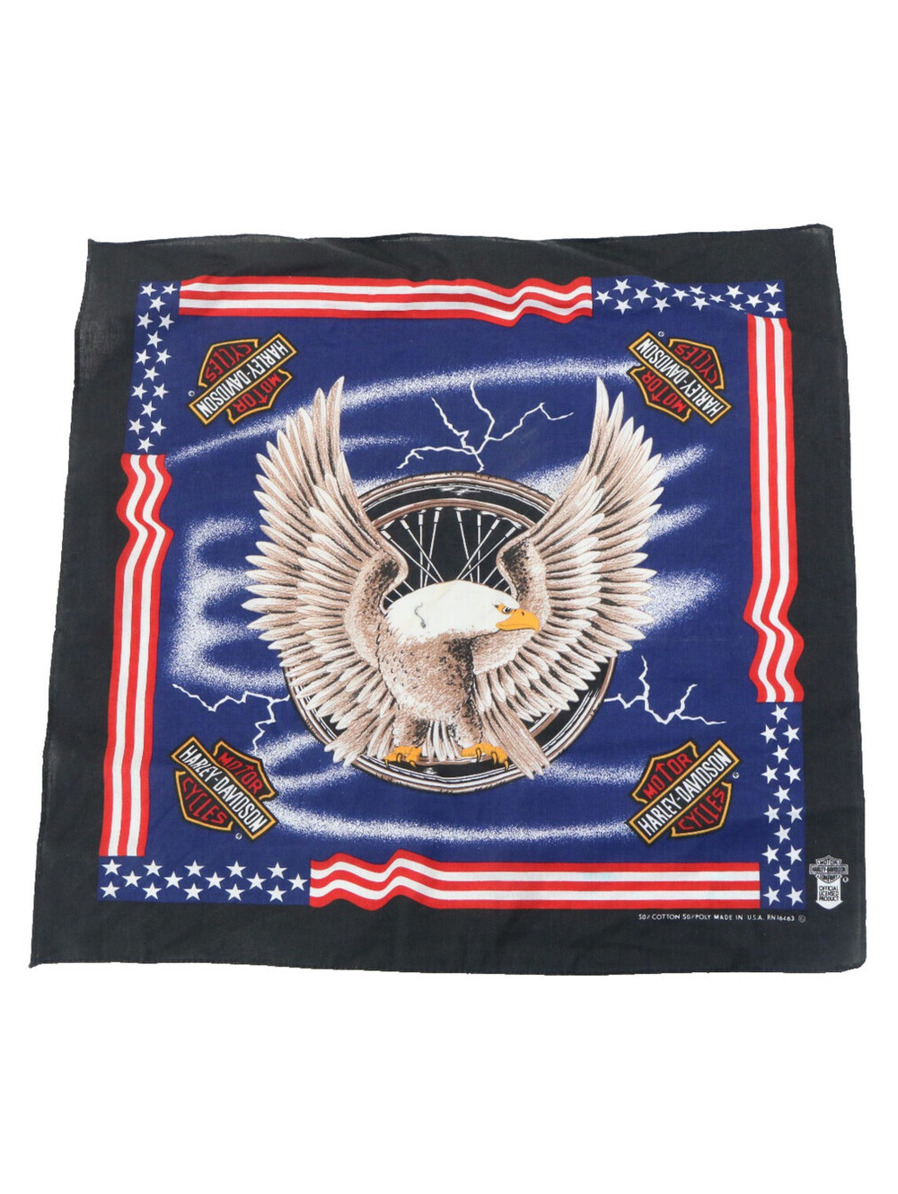 harley davidson legendary eagle handkerchief bandana scarf red white blue stars